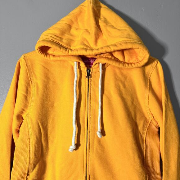 Mitchell & Ness Women’s Yellow Hoodie M full Zip Distressed Script Logo - Picture 9 of 12